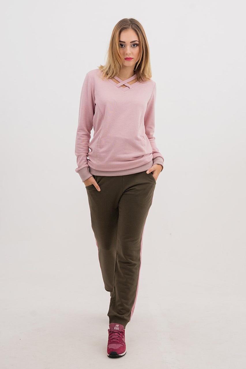 Спортивні штани для вагітних хакі з бандажом для підтримки животика 42, фото 1