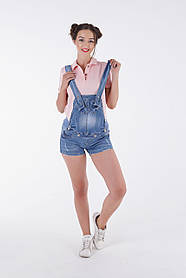 Літній синій джинсовий комбінезон-трансформер з укороченими шортиками для вагітних та годуючих 48