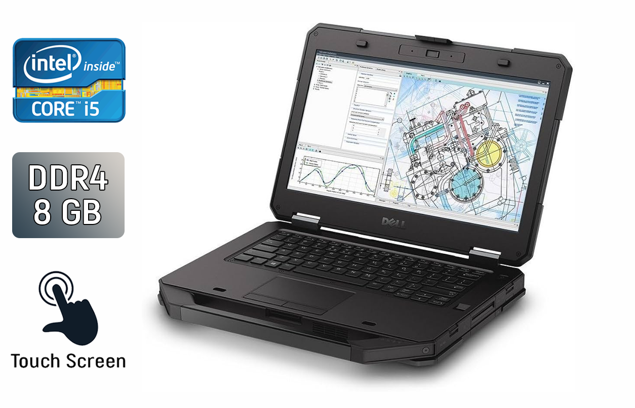 Захищений ноутбук Dell Rugged Latitude 5414/ 14" 1366x768 Touch/ i5-6300U/ 8GB RAM/ 256GB SSD/ HD 520