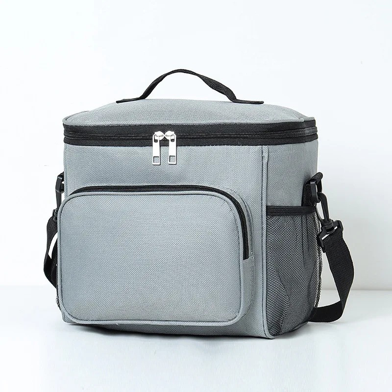 Містка сумка холодильник для їжі з собою, LunchBag 10л, 24х26х17 см, сіра, фото 1