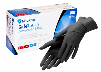Рукавички нітрилові без пудри Medicom Black L 3.5 г 100 шт.
