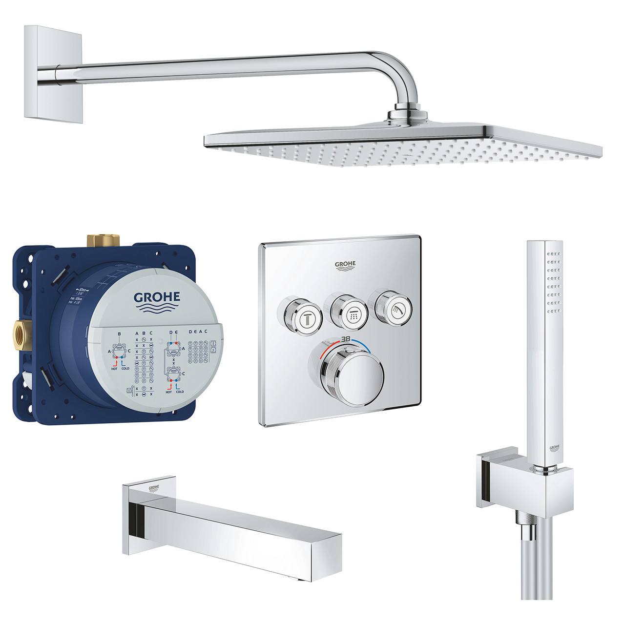Душова система прихованого монтажу Grohe Grohtherm Smartcontrol з термостатом, хром (26405SC2)