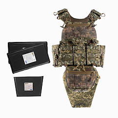 Плитоноска М7 PRO Піксель  + 4 підсумки , захист паху 2 класу та балістичні пакети 2 класу