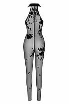 Бодістокінг Noir Handmade F315 Ego, XL, black, прозорий, верх халтер, блискавка на все тіло, фото 4