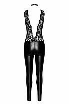 Комбінезон Noir Handmade F298 Libido, 3XL, під латекс, мереживний верх, чокер, знімні намисто, доступ, фото 6