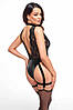 Боді Noir Handmade F297 Libido, XL, чорне, мереживо, низ під латекс, відкритий доступ, гартери, фото 9
