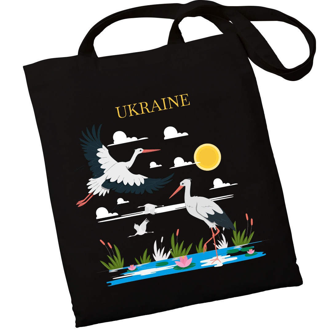 Екошопер BookOpt ВК4065 Ukraine «Журавлі» Символ щастя Чорний, фото 1