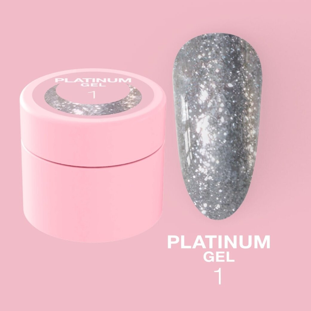 Lunamoon Блискітки для нігтів Platinum Gel №01 5ml
