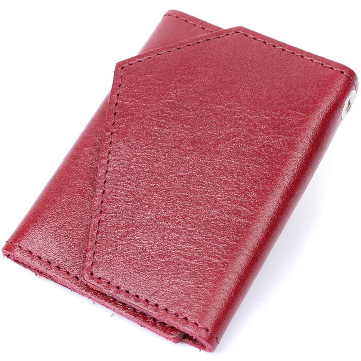 Містка жіноча шкіряна ключниця GRANDE PELLE 11642 Бордовий