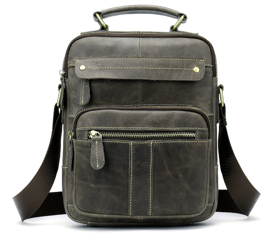 Сумка чоловіча вертикальна шкіряна Vintage 20028 Сіра