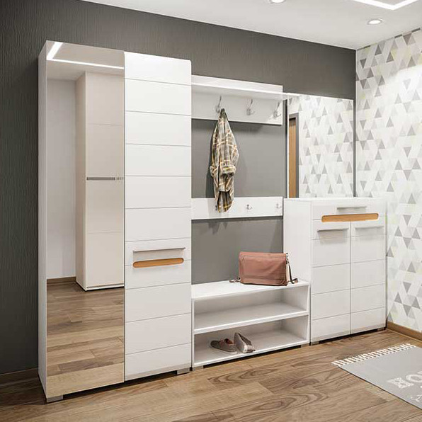 Купить Современная глянцевая белая модульная прихожая в длинный коридор ...