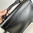 Уцінка! Шкіряна класична сумка з ручкою С48-КТ-4260 Чорна, фото 5