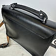 Уцінка! Шкіряна класична сумка з ручкою С48-КТ-4260 Чорна, фото 6