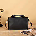 Уцінка! Шкіряна класична сумка з ручкою С48-КТ-4260 Чорна, фото 9