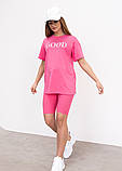Рожевий літній костюм для вагітних та годуючих з велосипедками та футболкою S, фото 3
