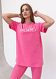 Рожевий літній костюм для вагітних та годуючих з велосипедками та футболкою S, фото 8