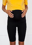Легінси велосипедки для вагітних чорні трикотажний пояс на животик S, фото 5