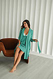 Зелений халат для вагітних та годуючих матусь з поясом 42 XS, фото 5