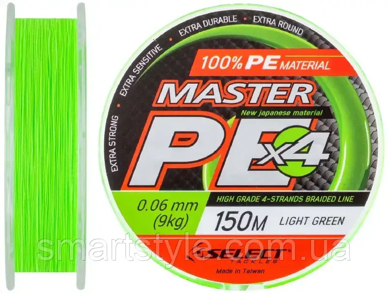 Шнур Select Master PE 150 м 0.06 мм 9 кг Салатовий