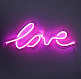 Настінний неоновий світильник нічник Love 45*17.5 см, фото 3