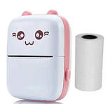 Принтер дитячий акумуляторний Mini printer Cat Ears 8499 Bluetooth Рожевий, фото 2