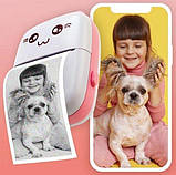 Принтер дитячий акумуляторний Mini printer Cat Ears 8499 Bluetooth Рожевий, фото 3