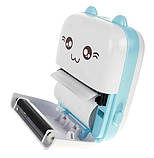 Принтер дитячий акумуляторний Mini printer Cat Ears 8499 Bluetooth Блакитний, фото 5