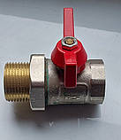 Кран кульовий з перехідником американка ДУ 25 1" муфтовий прямий різьбовий для води ручка метелик, фото 2