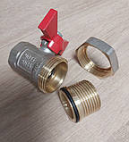 Кран кульовий з перехідником американка ДУ 25 1" муфтовий прямий різьбовий для води ручка метелик, фото 4