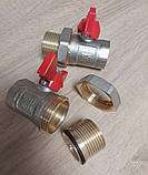 Кран кульовий з перехідником американка ДУ 25 1" муфтовий прямий різьбовий для води ручка метелик, фото 5