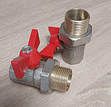 Кран кульовий з перехідником американка ДУ 25 1" муфтовий прямий різьбовий для води ручка метелик, фото 6