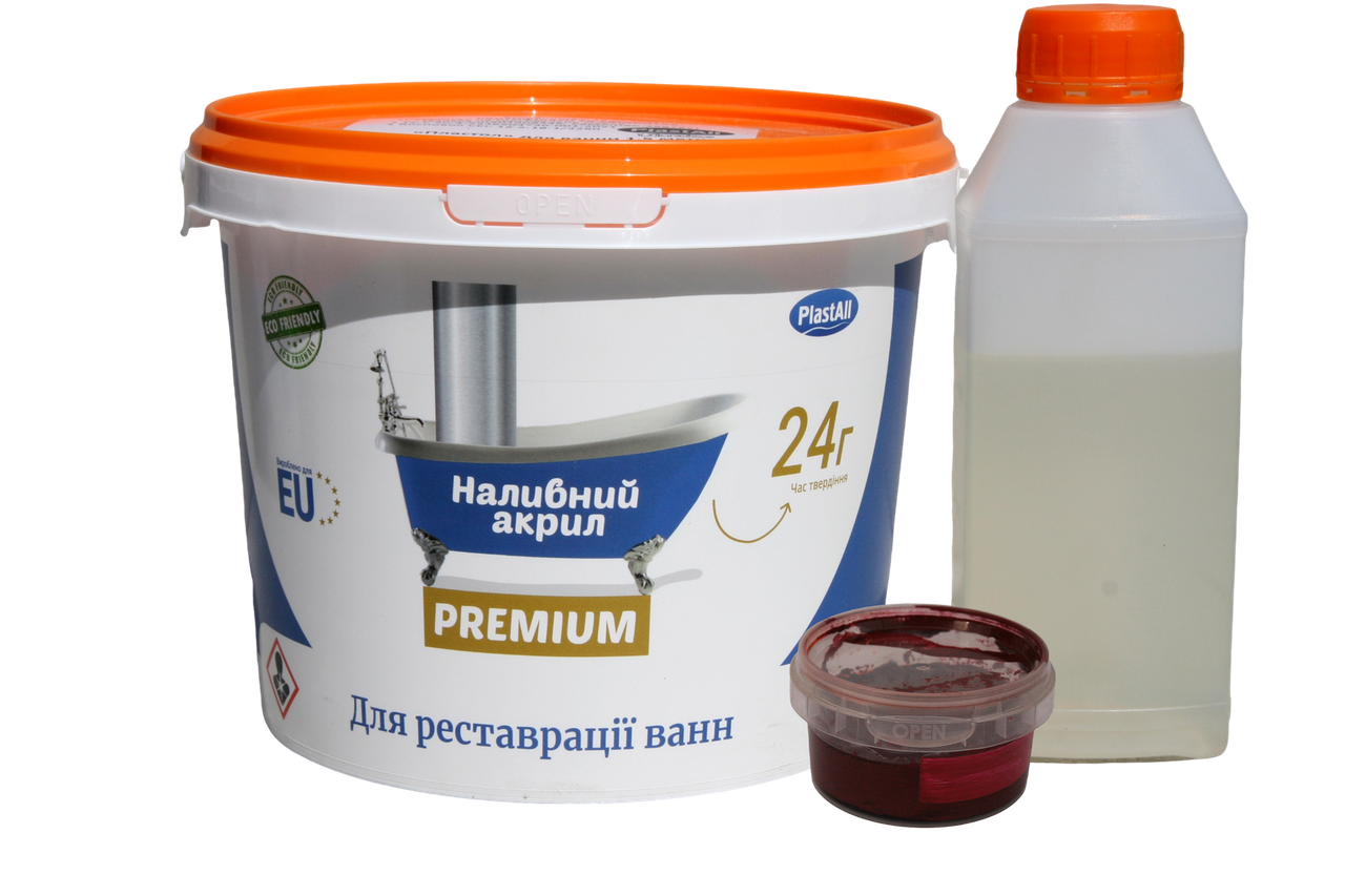 Рідкий акрил для реставрації ванн Plastall Premium 1.2 м кольоровий Червоний 2.6 кг