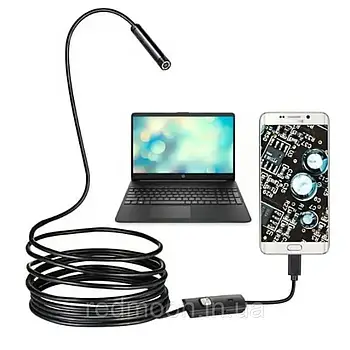 Эндоскоп для смартфона с USB, 5м / Гибкая мини камера / Бороскоп для телефона