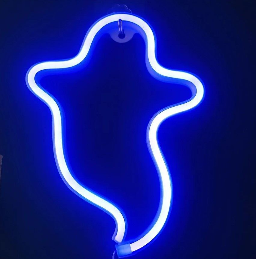 Настінний неоновий світильник нічник Привид Casper синій