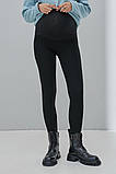 Чорні теплі легінси лосини для вагітних на хутрі з високим поясом на животик XS, фото 4