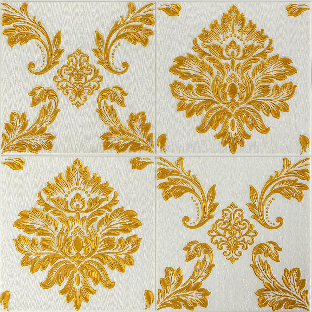 Самоклеюча декоративна 3D панель вінтаж білий 700x700x5мм (406) SW-00000758, фото 1