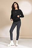 Облягаючі зручні джинси для вагітних чорно-сірі Skinny fit S, фото 9
