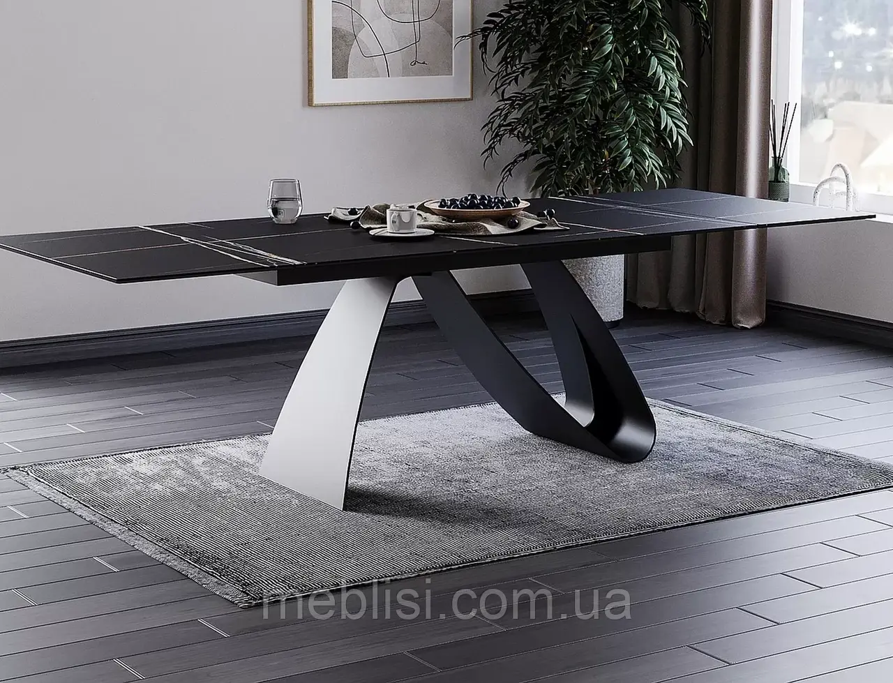 Чорний керамічний стіл 160 Ceramic SAHARA NOIR чорний, чорний мат 160(250)х90 (Польща Signal)