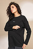 Бавовняний лонгслів для вагітних і годуючих чорний S, фото 4