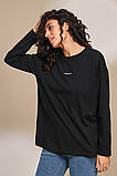 Бавовняний лонгслів для вагітних і годуючих чорний S, фото 6