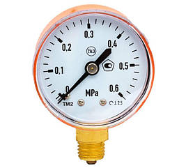 Манометр 0,6 МПа для газового редуктора | Пропан, бутан, МАФ | Радіальне підключення, діаметр 50 мм