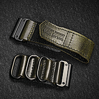 Кожаный ремешок для умных смарт часов 22мм из натуральной кожи и нейлона зеленый на Smart Watch Hemsut Green