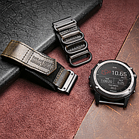 Ремешок кожаный для смарт часов 22мм коричневый ремешок из натуральной кожи и нейлона на Smart Watch Hemsut