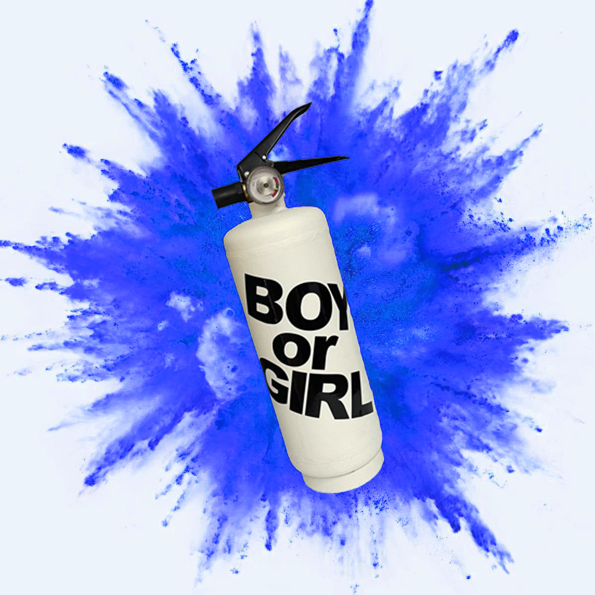 Білий Балон для Gender Party 3 кг з синьою фарбою Холі, ґендер паті, балон для визначення статі, чорна наліпка, балон BOY OR GIRL, фото 1