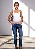Стильні джинси для вагітних slim fit сині бандаж під животик XS, фото 3