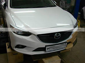 Вії на фари Мазда 6 (2 шт. під фарбування) Накладки на фари для Mazda 6 2013+