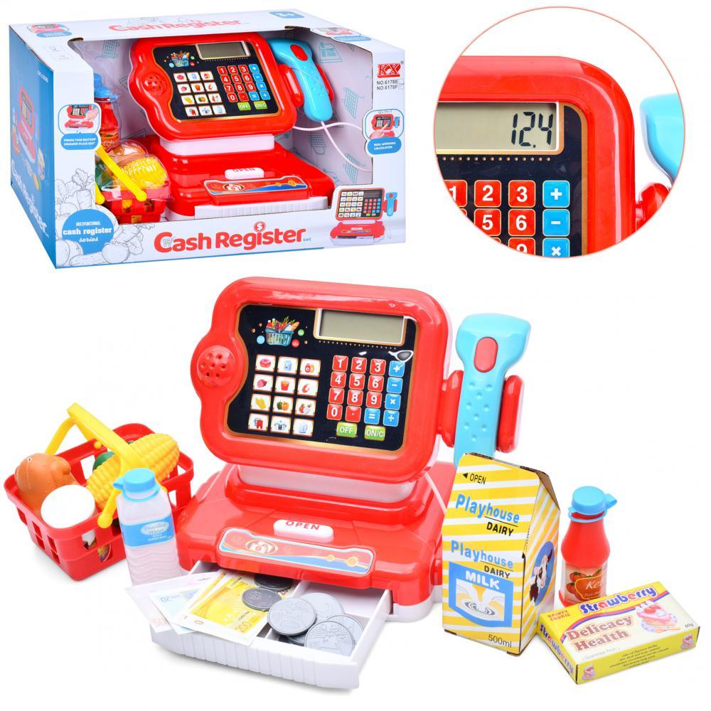 Касовий апарат Cash Register (22см, калькулятор, звук, світло, кошик, гроші, продукти) 6178F