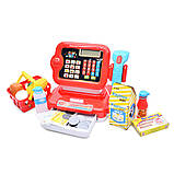Касовий апарат Cash Register (22см, калькулятор, звук, світло, кошик, гроші, продукти) 6178F, фото 4