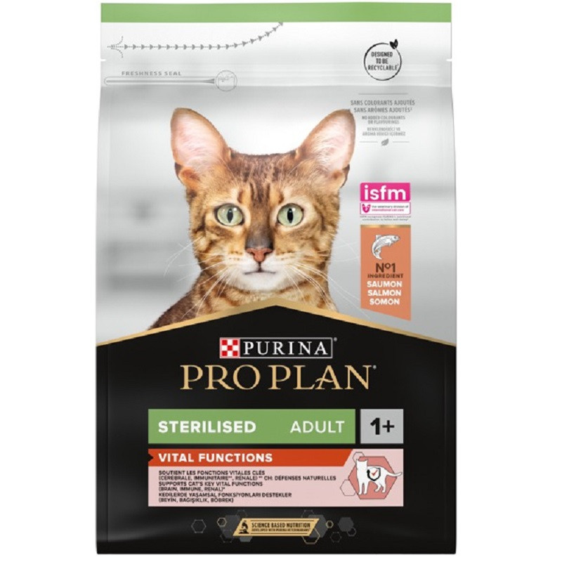 Сухий корм для стерилізованих котів Sterilised Adult Vital Functions з лососем і рисом 1,5 кг Purina