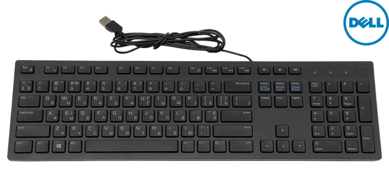 Дротова клавіатура Dell Keyboard | Model: KB216t | USB | Ukr/Eng | Black | Б/В